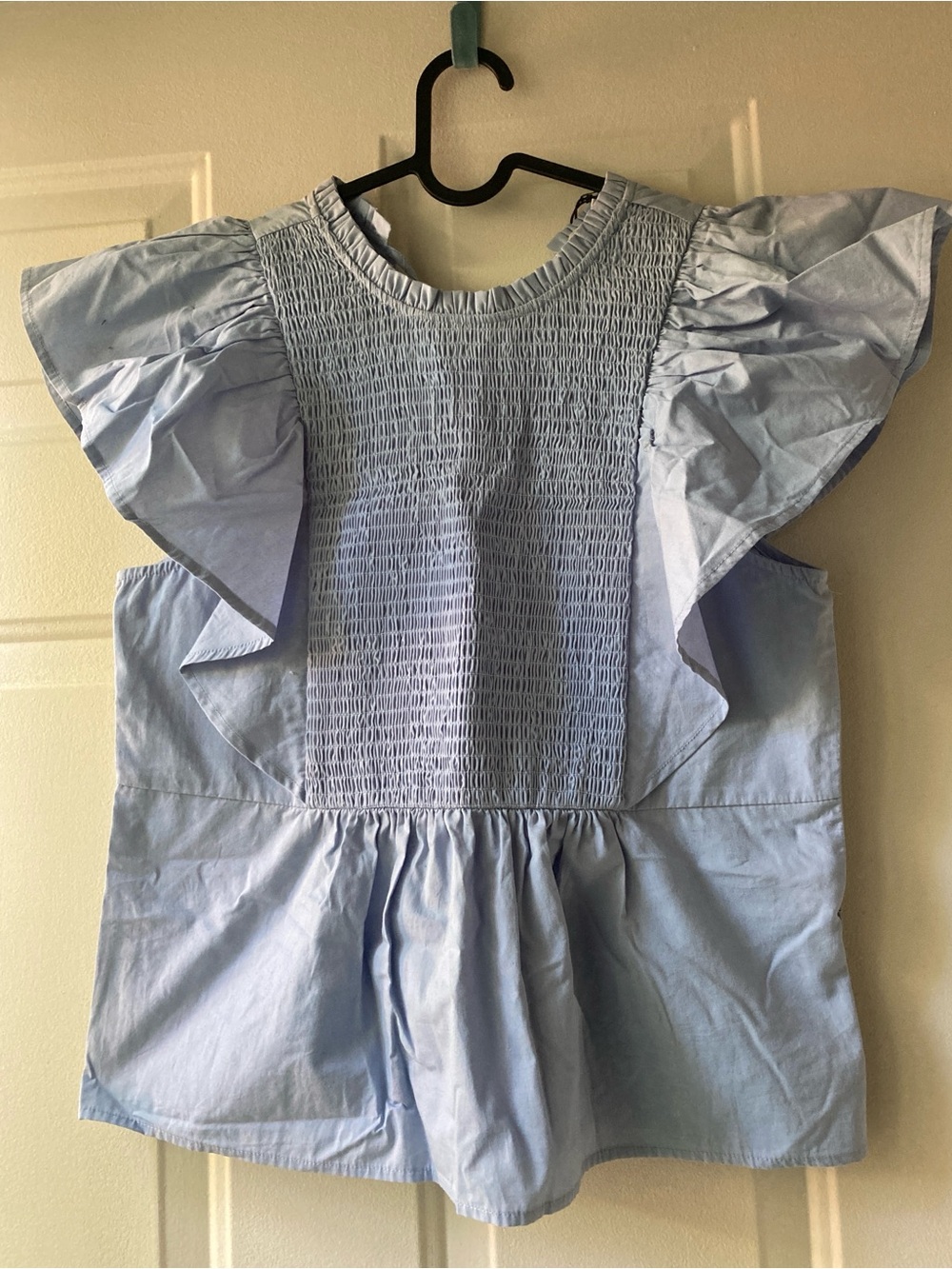 Light Blue Smocked Ruffle Top - Picture 2 of 4